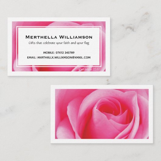 ピンクモダンフローラカスタムクリスチャン 名刺 (正面/裏面)