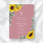 ピンクモダンフローラクロス第1聖餐式 招待状