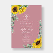 ピンクモダンフローラクロス第1聖餐式 招待状