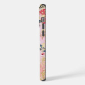 ピンクモダンフローラグリッターシックパーソナライズされた名 iPhoneケース (左側面)