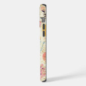 ピンクモダンフローラグリッターシックパーソナライズされた名 iPhoneケース (左側面)