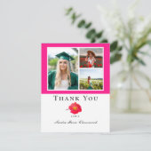 ピンクモダンフローラコラージュ卒業感謝してい サンキューカード (スタンド正面)