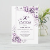 ピンクモダンフローラサプライズ30歳の誕生日パーティー 招待状 (スタンド正面)