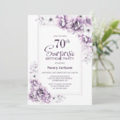 ピンクモダンフローラサプライズ70th誕生日パーティー 招待状 (スタンド正面)