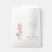 ピンクモダンフローラサンキューブライダルシャワー フェイバーバッグ (正面)
