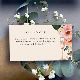 ピンクモダンフローラシャンパンブライダルシャワー エンクロージャーカード