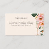 ピンクモダンフローラシャンパンブライダルシャワー エンクロージャーカード (正面)