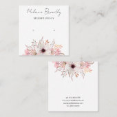 ピンクモダンフローラジュエリーイヤリングディスプレイ スクエア名刺 (正面/裏面)