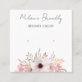 ピンクモダンフローラジュエリーイヤリングディスプレイ スクエア名刺 (正面)