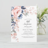 ピンクモダンフローラスクリプトサプライズ60誕生日 招待状 (スタンド正面)