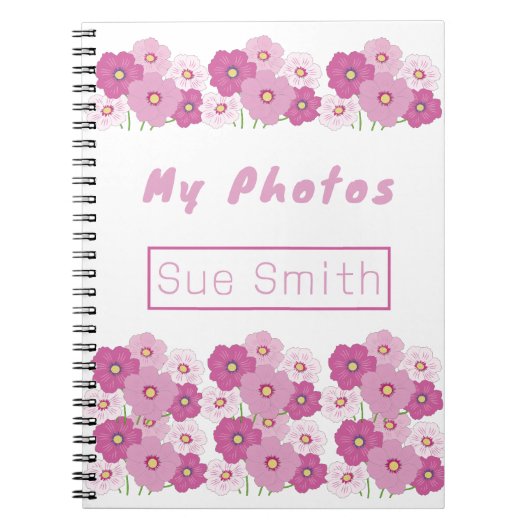 ピンクモダンフローラスパイラルフォトノートブック ノートブック (正面)