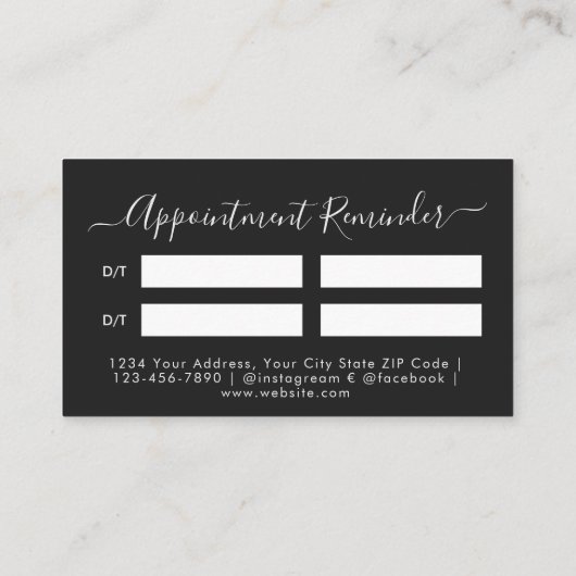 ピンクモダンフローラダイヤモンドグリッター美しいサロン 予約カード (裏面)