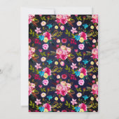 ピンクモダンフローラネイビーブルータイポグラフィ結婚ズ 招待状 (裏面)