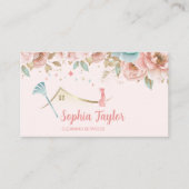 ピンクモダンフローラハウス清掃サービス 名刺 (正面)