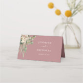 ピンクモダンフローラバラ結婚ズ プレイスカード (裏面)