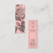 ピンクモダンフローラバラ花シックガーリーフローリスト スキニー名刺 (正面/裏面)