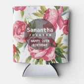 ピンクモダンフローラパーソナライズされた誕生日パーティー 缶クーラー (正面)