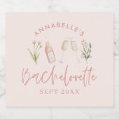 ピンクモダンフローラピガーリーンクバチェロレッテw スパークリングワインラベル (シングルラベル)