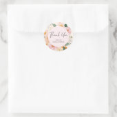 ピンクモダンフローラブライダルシャワーありがとう ラウンドシール (バッグ)