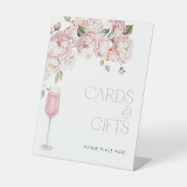 ピンクモダンフローラブライダルシャワーギフト&カード 台座サイン