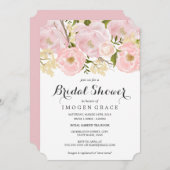 ピンクモダンフローラブライダルシャワー招待 招待状 (正面/裏面)