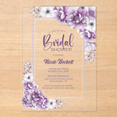 ピンクモダンフローラブライダルシャワー アクリル招待状 (正面)