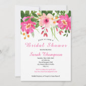 ピンクモダンフローラブライダルシャワー 招待状 (正面)
