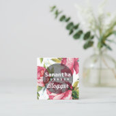 ピンクモダンフローラブロガーQRコード スクエア名刺 (スタンド正面)