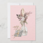 ピンクモダンフローラベビーフォトコラージバプテスマ 招待状 (裏面)