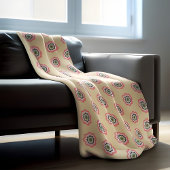 ピンクモダンフローラベージュパステルフリースブランケット フリースブランケット