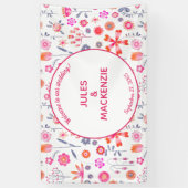 ピンクモダンフローラボホ結婚ズ 横断幕 (縦)