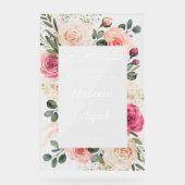 ピンクモダンフローラムスリムイスラム歓迎 アクリルサイン (正面)