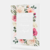 ピンクモダンフローラムスリムイスラム歓迎 アクリルサイン (傾斜)