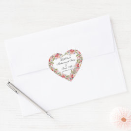 ピンクモダンフローラムスリム結婚ズシール ハートシール