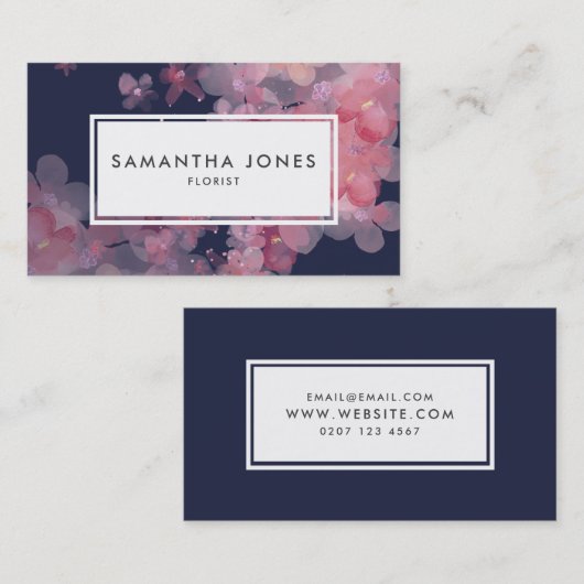 ピンクモダンフローラランドスケープデザインフローリスト 名刺 (正面/裏面)