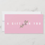ピンクモダンフローラロゴのギフト証明書の追加 (正面)