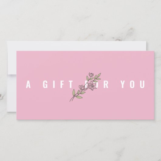 ピンクモダンフローラロゴのギフト証明書の追加 (正面)