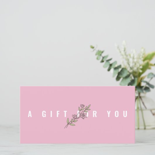 ピンクモダンフローラロゴのギフト証明書の追加 (スタンド正面)