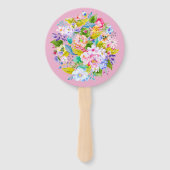 ピンクモダンフローラロマン結婚ティックのゲストファン ハンドファン (裏面)