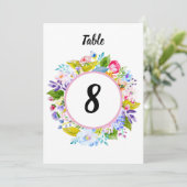 ピンクモダンフローラロマン結婚ティックのテーブル番号 招待状 (スタンド正面)