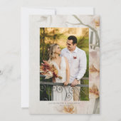 ピンクモダンフローラ幾何学的金ゴールドグリッターラン セーブザデート (裏面)