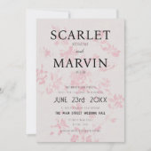 ピンクモダンフローラ春の結婚式 招待状 (正面)