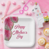 ピンクモダンフローラ母親の日パーティー ペーパープレート (パーティー)