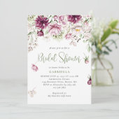 ピンクモダンフローラ水彩ブライダルシャワー 招待状 (スタンド正面)