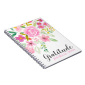ピンクモダンフローラ水彩感謝ジャーナル ノートブック (右側)