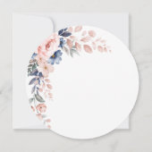 ピンクモダンフローラ水彩開花ブライダルシャワー 招待状 (裏面)