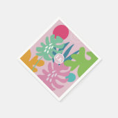 ピンクモダンフローラ熱帯自然ガーリーボー スタンダードカクテルナプキン (角)