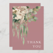 ピンクモダンフローラ牡丹結婚の詳細 サンキューカード (正面/裏面)