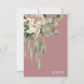 ピンクモダンフローラ牡丹結婚ズ 出欠カード (裏面)