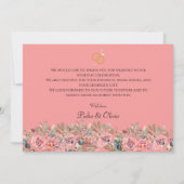 ピンクモダンフローラ結婚ズ サンキューカード (裏面)